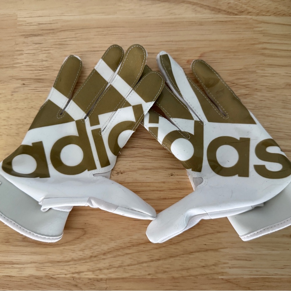 adidas Adifast 3.0 Youth Football Gloves - Small, White/Gold
